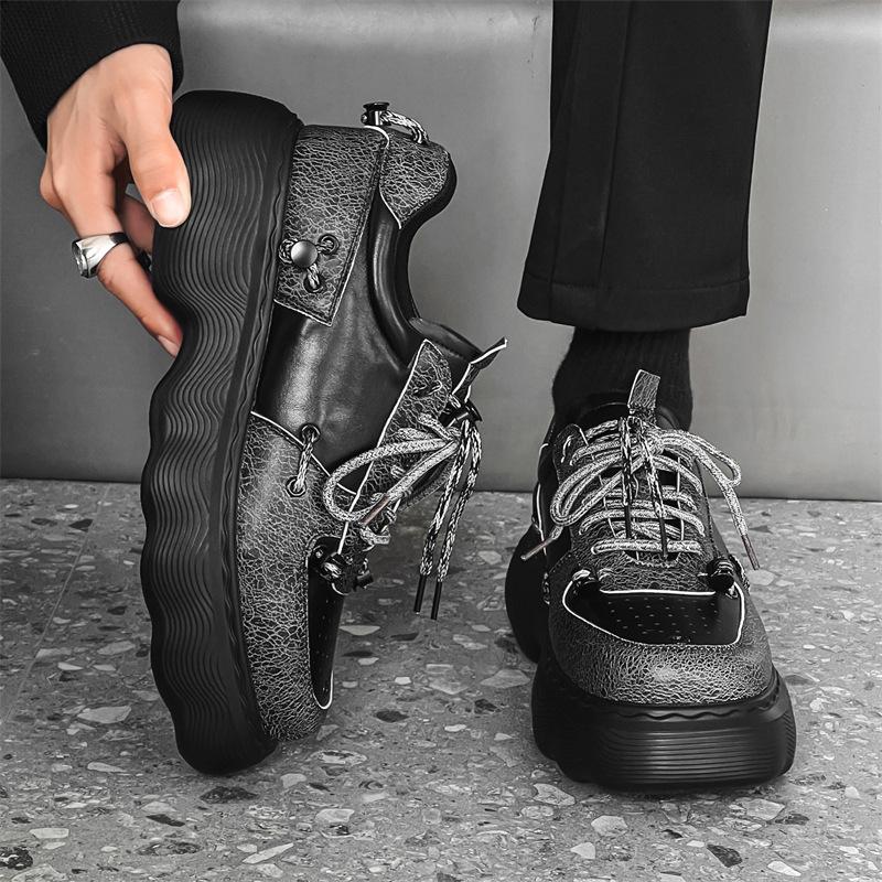 Shoes men's ins black platform version shoes versatile sports shoes splicing Korean version functional casual dad shoes 20361-J