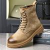 Fashion Men's Fashion Genuine Leather Boots Autumn Winter Shoes Outdoors Tooling Work Boot Vintage Handsome High Platform Desert Botas