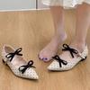 Mode Niedliche Schleife Doppelschnalle Niedriger Absatz Pumps Damenmode Gepunktete Spitze Designer Schuhe Komfort Weiche Sohle Pendler Büro Schuhe