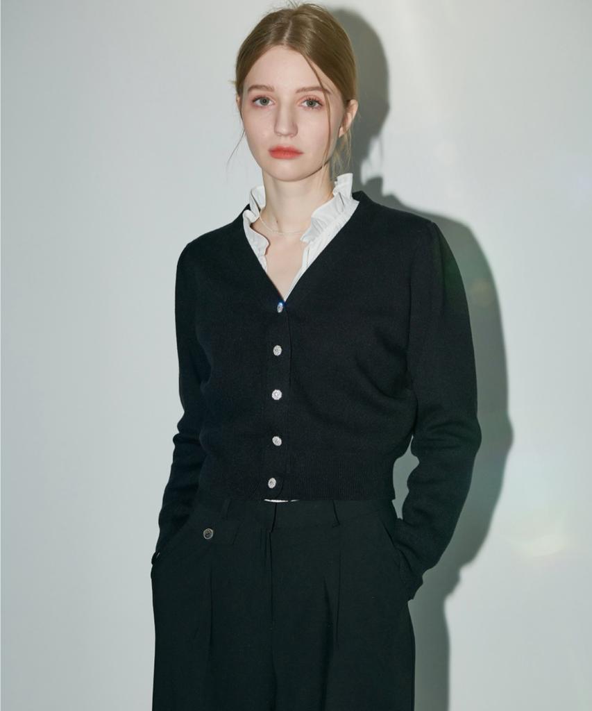 Lautrede Min Shine Black V-Neck Cardigan