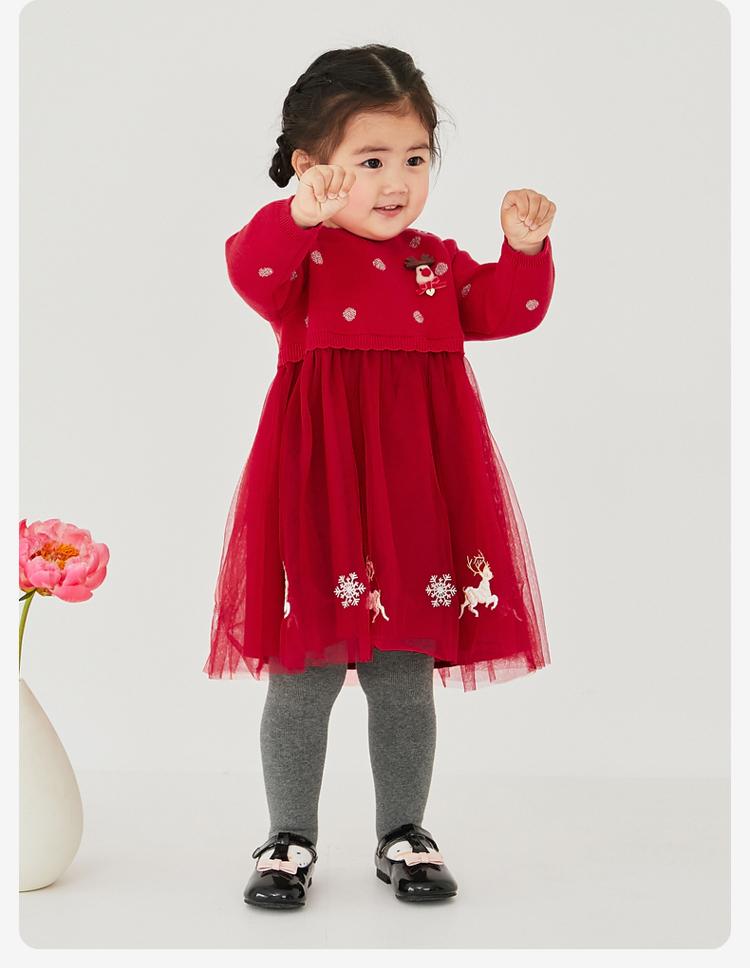 David Bella Children's Sweater Dress Autumn/Winter New Style Girls' Christmas Skirt