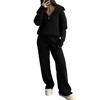 2025 Autumn Women's Lapel Zipper Knit Sweater and Long Pants Set - Casual European & American Style