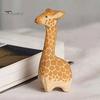 Cute Giraffe Decor for Nursery Wooden Figurine, Cartoon Ornament, Minimalist Animal Hand Painted Crafts Statue, Hand-Painted Desk Shelf Kids
