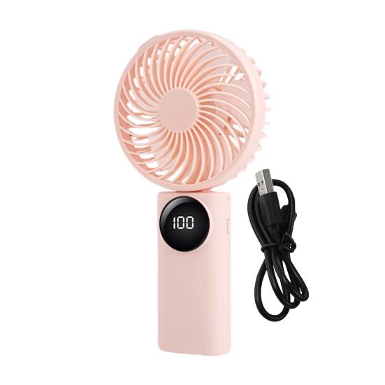 

Portable Handheld Mini Fan 1200mAh Rechargeable 5 Speeds Personal Travel Fans with Digital Display 90 Degree Foldable Desk Fan for Outdoor Office рожевий