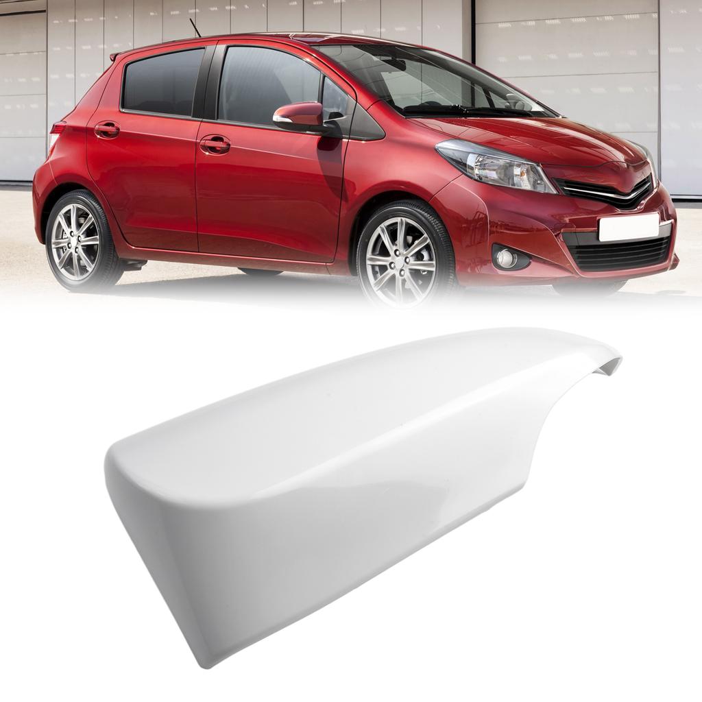 1×Left Rear View Mirror Case Cover Side Wing Door Mirror Cap For Toyota- For Yaris- 2012~2020 White Plastic Shell Car Accessory