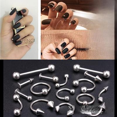 Trendy Vibrato Punk Manicure Piercing Stainless Steel Nail Ring Decoration