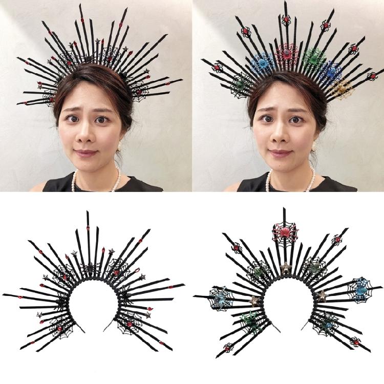 Punk Rock Pajęcze Nakrycia Głowy Złote Metaliczne Opaski Opaska do Włosów z Kolcami Dekoracje na Festiwale Muzyczne i Kluby Nocne