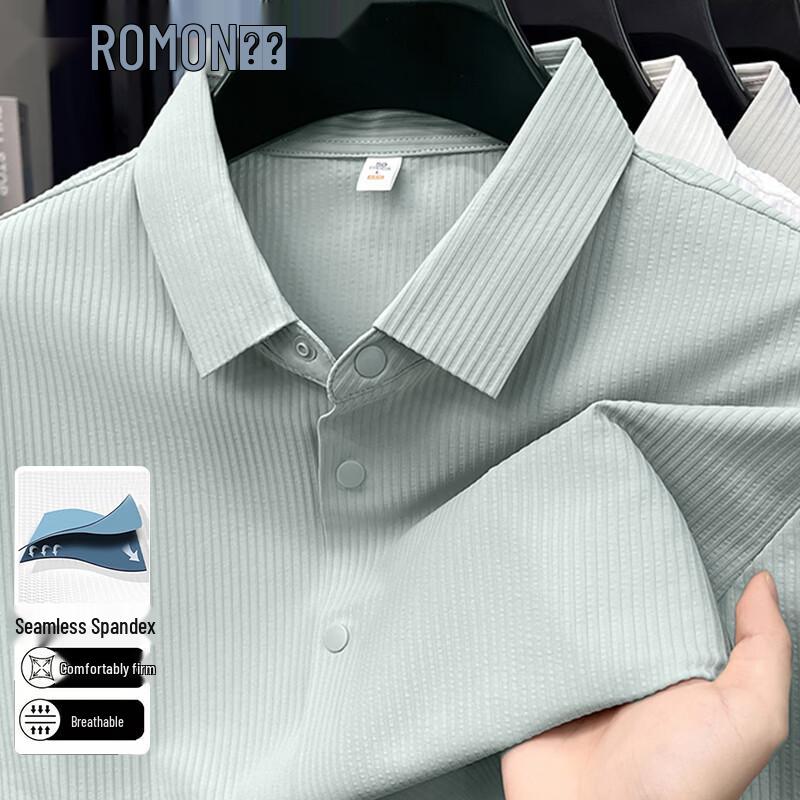 ROMON Men s Summer Breathable Short-Sleeve Non-Iron Shirt 58