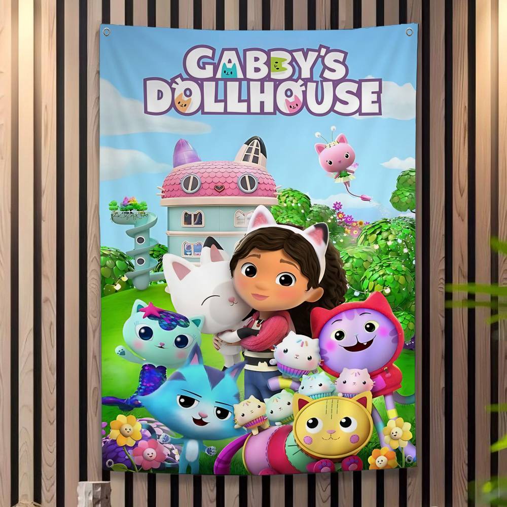 Funny Vintage GGabbys Classic Dollhouse Large Size Flags Printing Patterns Interesting Birthday Party Decorations Banner