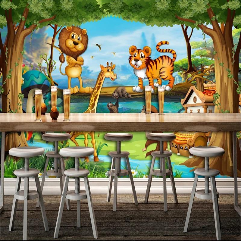 Beautiful Cartoon 3d Wall Murals Forest Animal World Photo Wallpaper For Children Room Frescoes