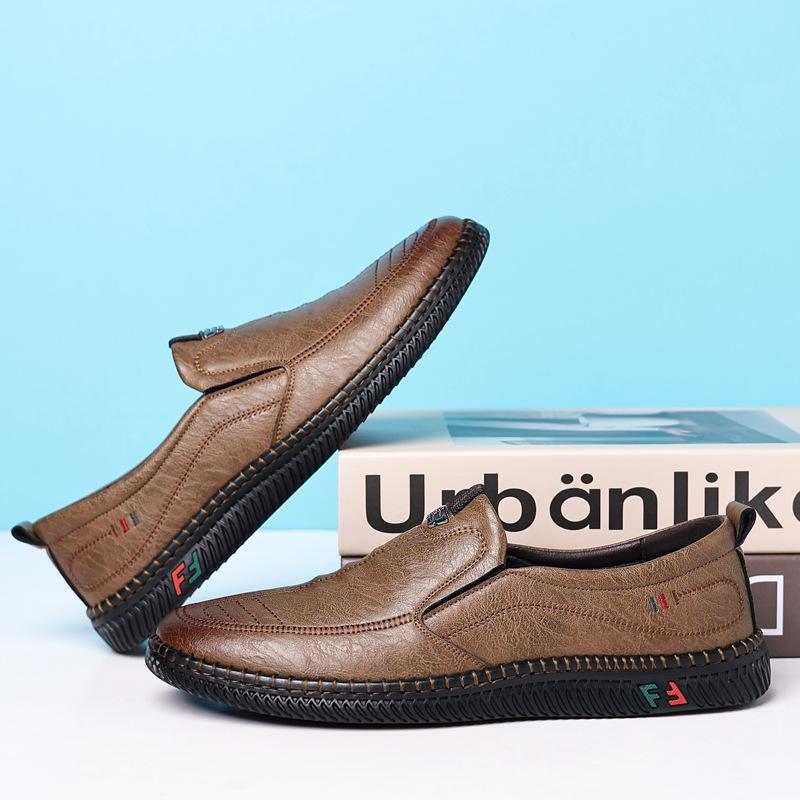

Genuine leather men s shoes 2025 new summer men s fashion non-slip shoes breathable soft-soled soft leather shoes 44 коричневый