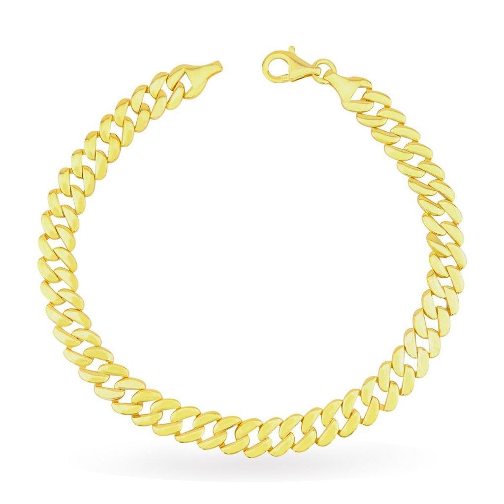 925 Sterling Silber Vergoldetes Gourmet-Armband, Vergoldetes Silber-Gourmet-Armband, Kubanische Silberkette Damenkette