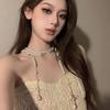 Asymmetric Three-Layer Pearl Sweater Chain Necklace Women'S French Style Multi-Layer High-End Clavicle Necklace