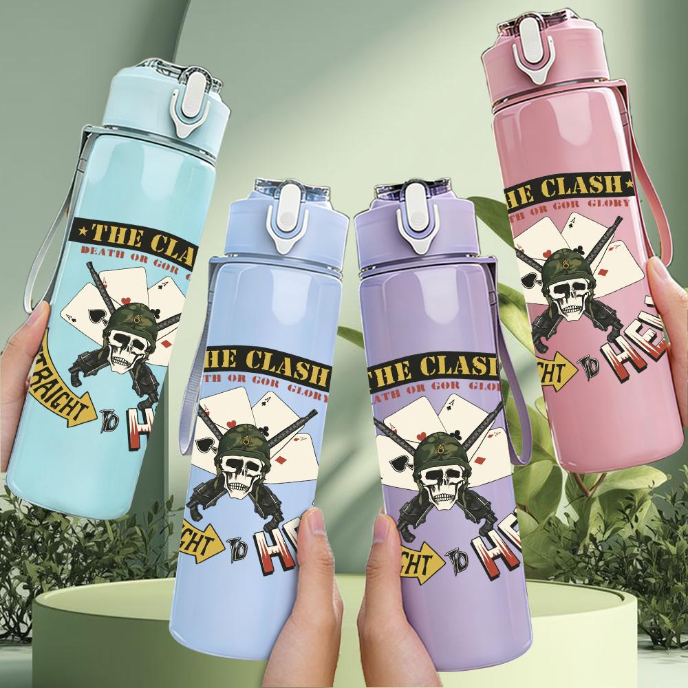 1PC Western Cowboy Hat Ornate Emblem Print 750ml Portable Sports Water Bottle Leakproof Gym Outdoor Travel Drink Cup