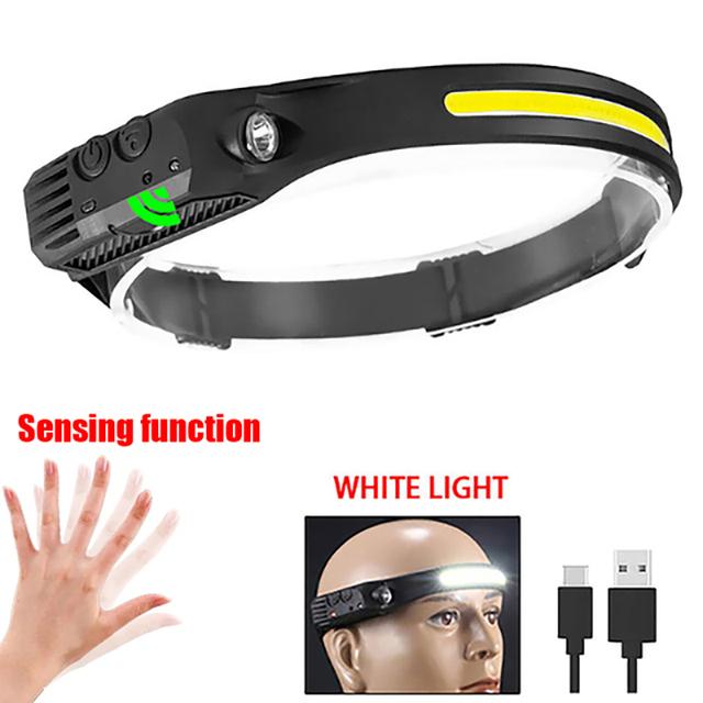 9 Led Powerful Sensor Headlamp USB Rechageable Head Flashlight 6 Modes LED Headlight Camping Lantern Hiking Fishing Head Torch