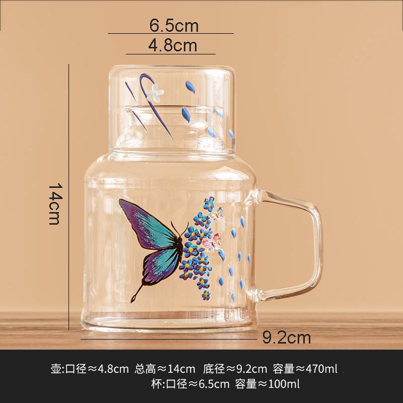 Creative Flower Butterfly Glass Cold Kettle Set High Temperature Resistant Tea Pot Home Large Capacity Beverage Fruit Tea Pot
