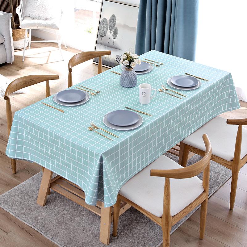 Modern Simple Pvc Tablecloth Waterproof And Oil-Proof Leave-In Coffee Table Dining Table Cloth Rectangular Light Luxury Plaid Table Mat
