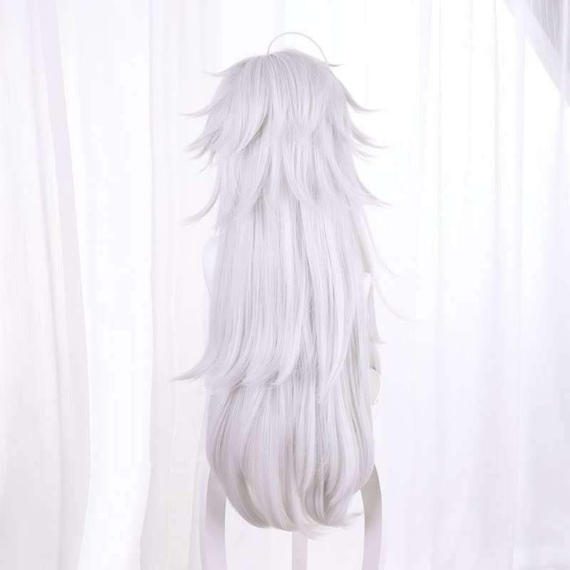 Kuzuha Cosplay Perfect for and Festivals Wig, White/Silver, Heat-Resistant, 80cm, Cosplay, Photoshoots,