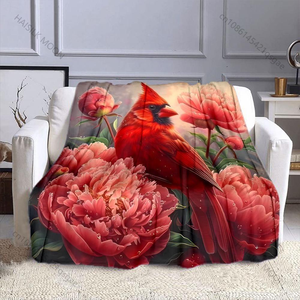 

Multi Size Cardinal Red Flower Print Blanket Warm Soft Luxury Gifts for Children Adults Suitable for Home Bed Sofa Travel RV 75x90cm