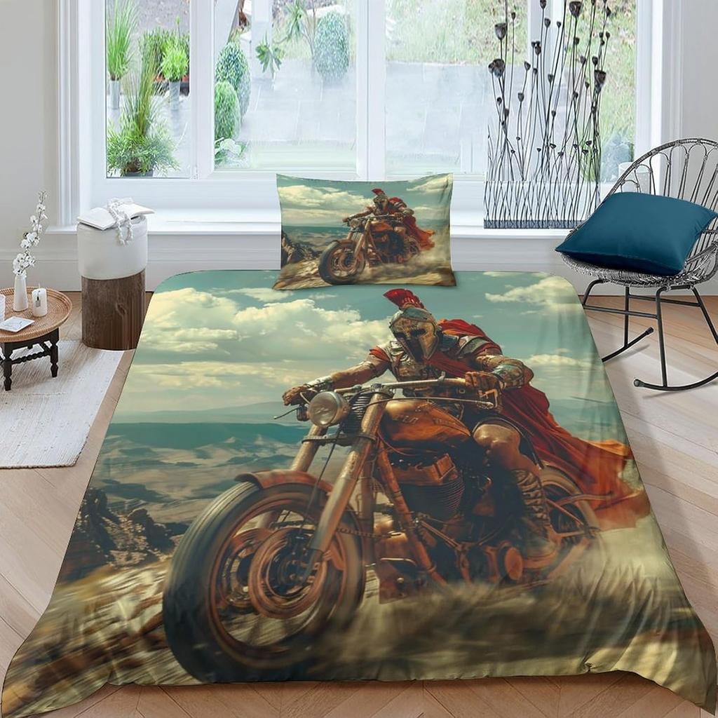 Spartan Man Duvet Cover Quilt Cover 3D Printed Gladiator For Boys Girls With Pillowcases,Microfiber Bedding Set 2 Pieces Single