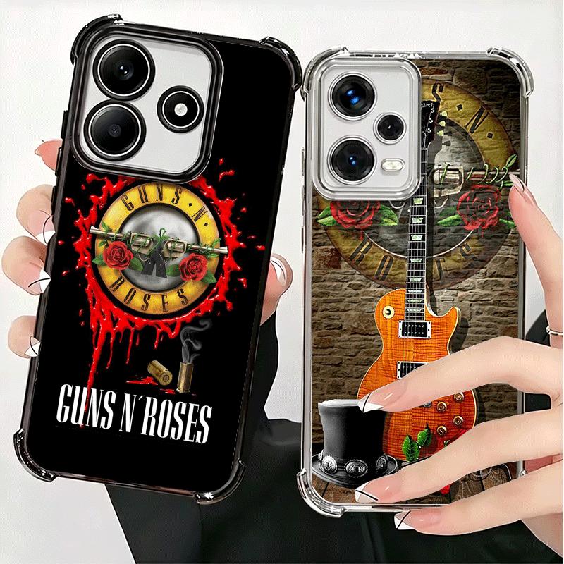 Band G-Guns N R-Roses Plating Phone Case For Xiaomi Redmi Note 14 15 Pro Plus 13 12 11 11S 11T 10 9S 9 5G Anti-Fall Airabag Cove