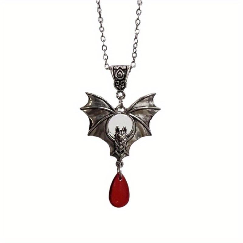 Gothic Punk High Quality Bat Pendant Necklace for Women Men Hip Hop Rock Vintage Metal Pendant Party Halloween Zircon Gift