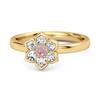925 Sterling Silver Gold Vermeil Pink Topaz Floral Cluster Women Wedding Ring