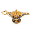 Genie Lamp Vintage Decoration Collectable Rare Small Zinc Alloy Legend Genie Light Gold Sapphire