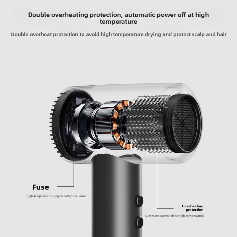 Euleshi Lithium Rechargeable Wireless Hair Dryer Negative Ion Constant Temperature 6 Wind Speed Levels-Portable for Home Student