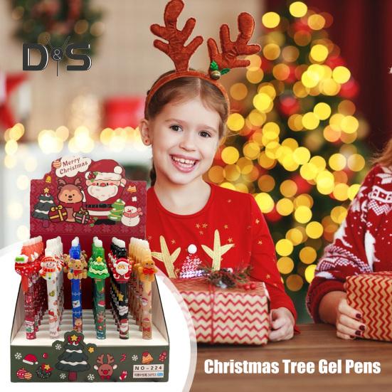 36 Adet Noel Jel Kalem 0.5mm Uç Mavi Silinebilir Mürekkep Kalemi Okul Ofis Yazma Malzemeleri için Şenlikli Desenli Silinebilir Basmalı Kalem