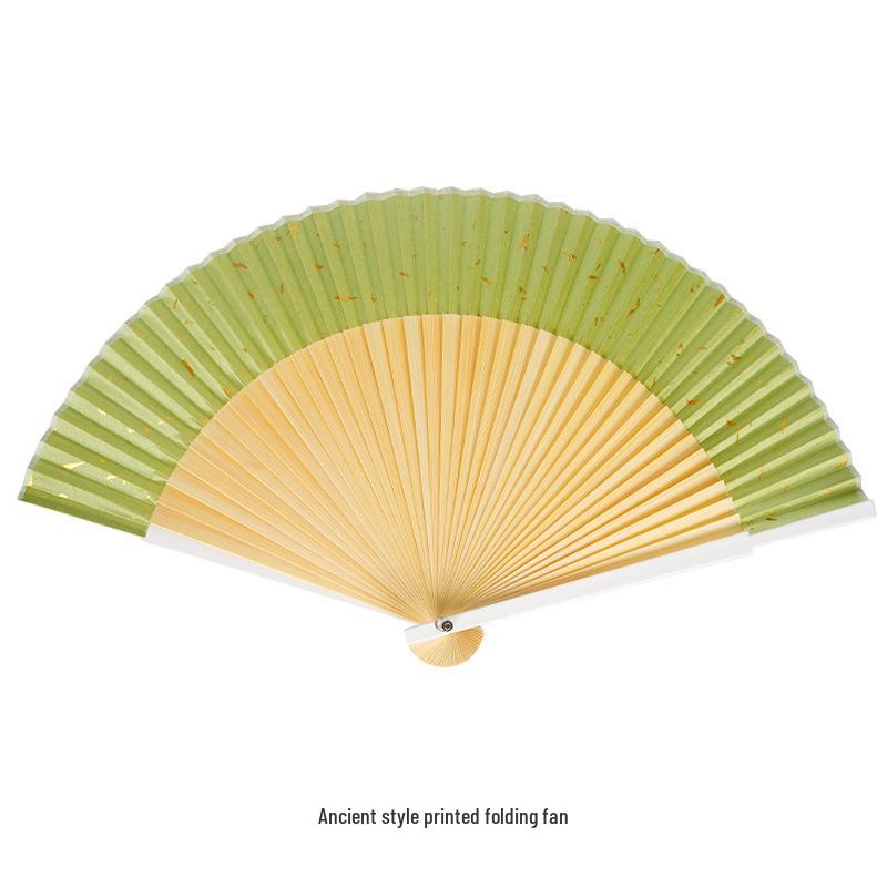 Ancient-Style Silk Imitation Folding Fan for Hanfu Dance and Daily Use