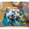 3D Fashion Exquisite Painted Galloping Horse Design Anti-Slip Area Rug for Living Room Kids' Bedroom Mat Large Decorative Carpet
