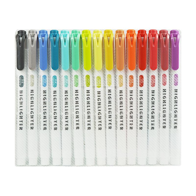 Double-Ended Fluorescent Pens, 30 Vibrant Colors - Non-Bleeding for Student Planners & Highlights