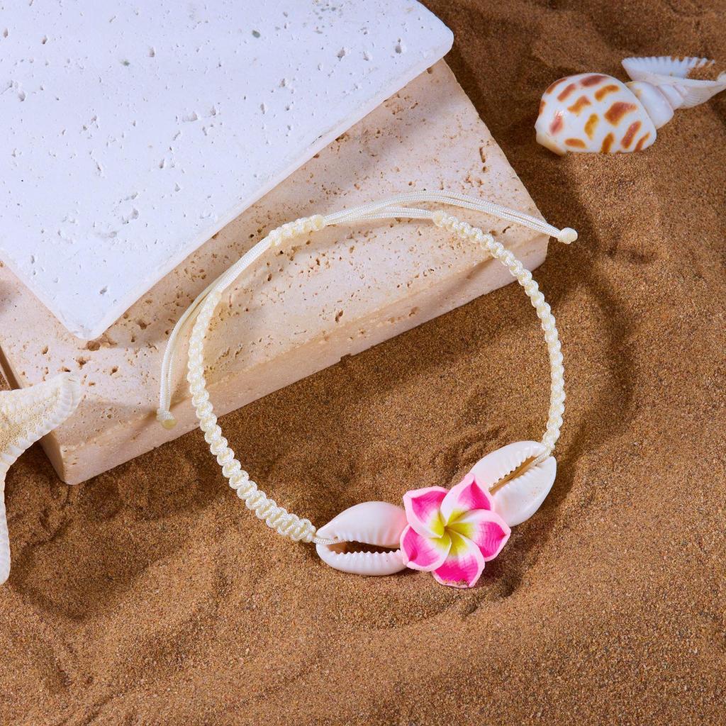 Handmade Soft Clay Flower Shell Braided Bracelet – Fashionable and Versatile
