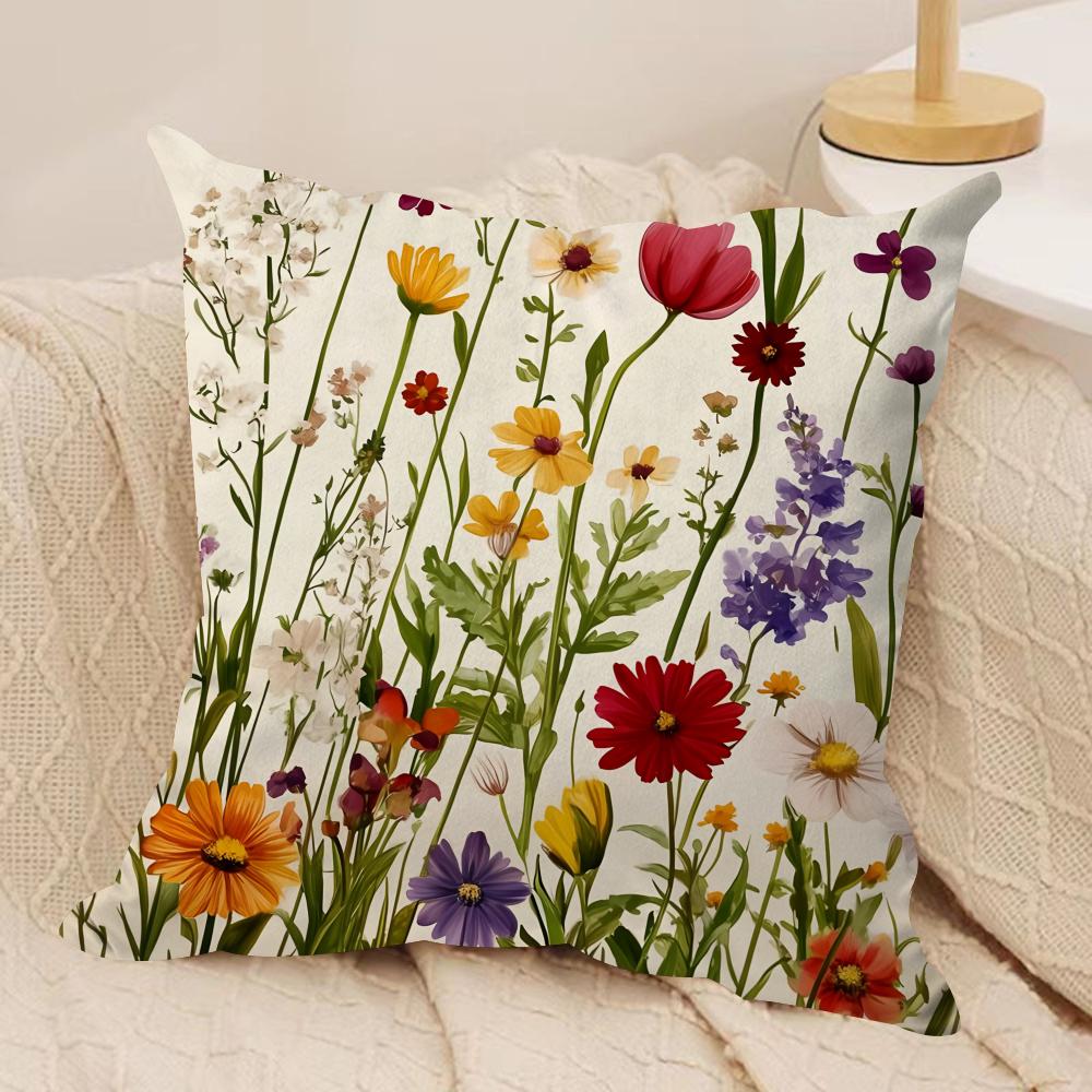 Romantic Flowers Cushion Cover Soft Plush Throw Pillow Cover  DoubleSided Printed Cushion Case  Cozy Sofa  Home Decor