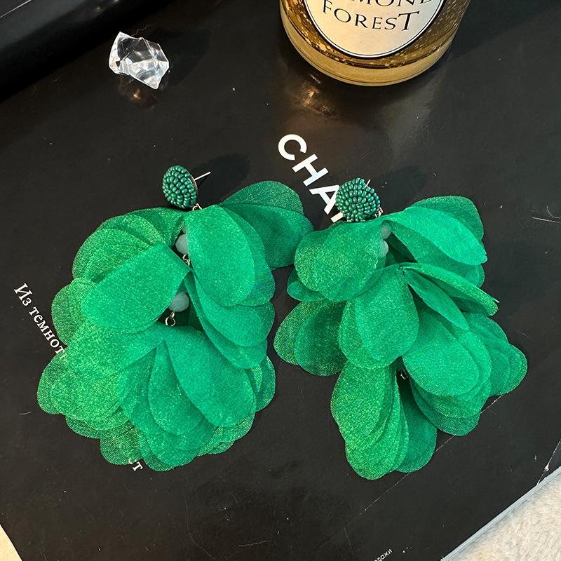 

Large Hanging Lace Flower Earrings Women 2023 Trend Hanging Luxury Design Lace Cotton Petals Fairy Elegant Jewelry Accessories 5