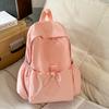 Korean Solid Color Drawstring Backpack Women Lightweight Nylon School Backpack Casual Travel Daily Student Rucksack