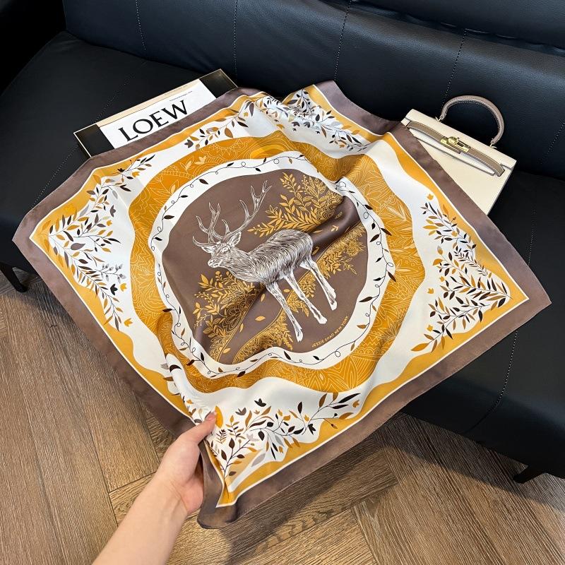 New silk scarf women's fashion versatile high-end small square scarf Korean version neck protection scarf spring and autumn retro scarf binding bag