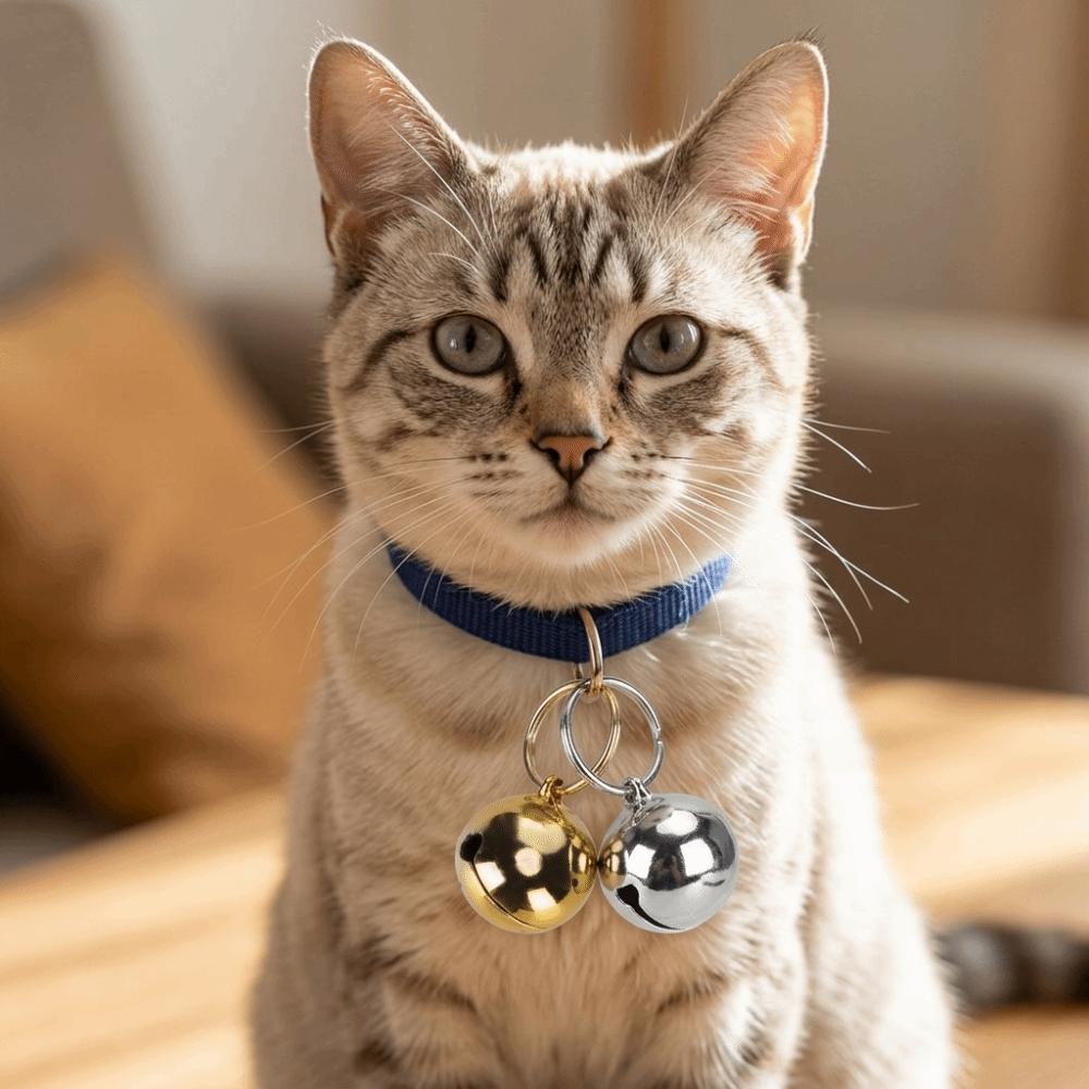 2pcs Gold Silver Tone Dog Hanging Bell Glossy Finished Pet Decorative Charm  Pet Hanging Decoration