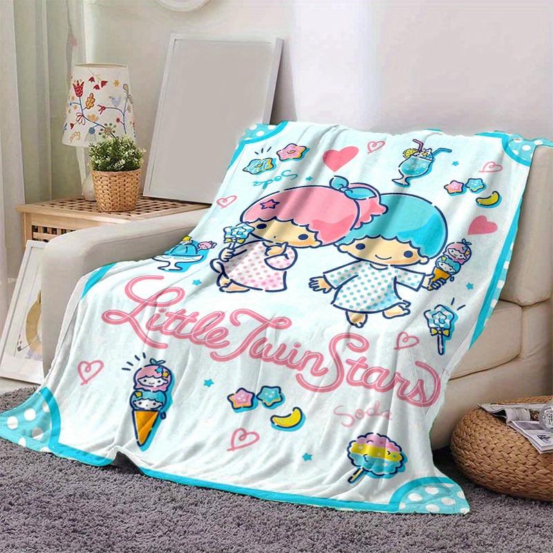 1pc Sanrio Little Twin Stars Home Decor Flannel Blanket: Perfect Gift for Bedroom, Living Room, Travel, Camping, Car, Beach, Office Nap, Ideal Sofa Th