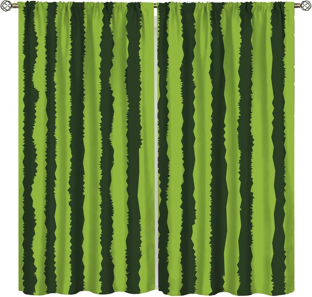 Fruit Window Curtains,Pink Cute Strawberry Green Leaves Flower Retro Art Print Window Drapes for Kids Girls Bedroom Living Room
