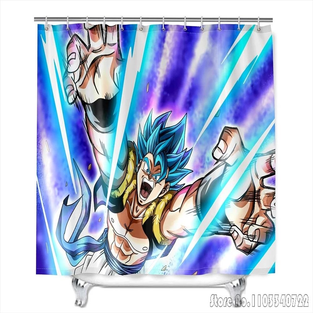 Anime Dragon Ball Burdock Broli Goku Vegeta Iv Bath Shower Curtain Waterproof 3D With Hooks For Kids Bathroom Bathtub Decoration
