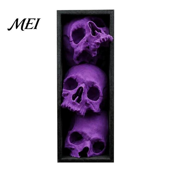 Dark Fantasy Home Ornaments 3Pcs Halloween 3 Tier Skull Bookends, Gothic Resin Bookshelf Decor for Office, Skeleton Statue Bookshelves Spooky