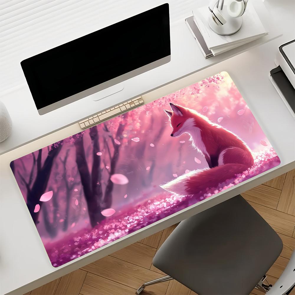 Pink Fox   Mouse Pad Nonslip Rubber Computer Mat Gamer Balance Decoracion Deskmat Laptop Office Large