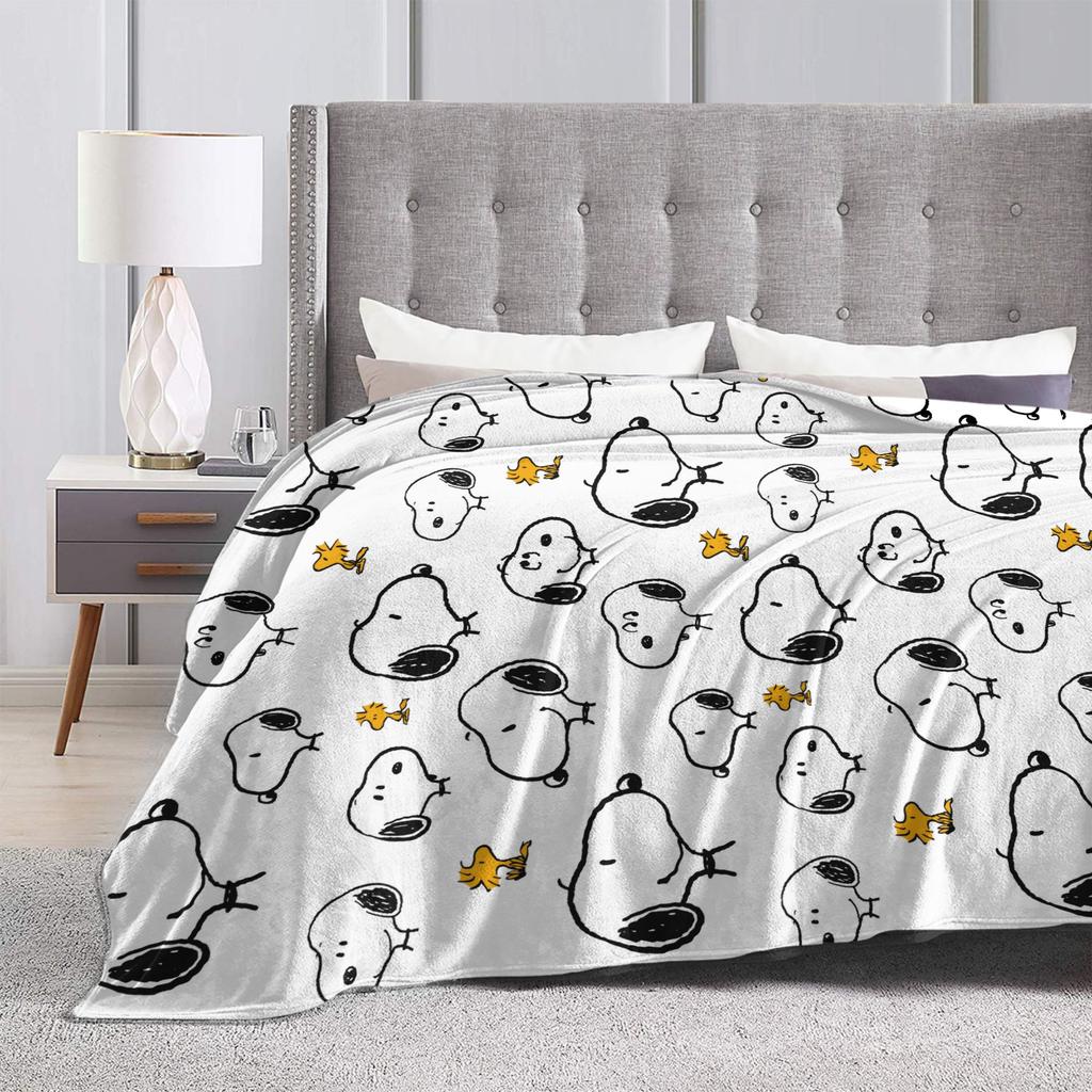 Snoopy & Woodstock Pattern Blankets Fleece Funny Soft Throw Blankets for Bedspread Winter