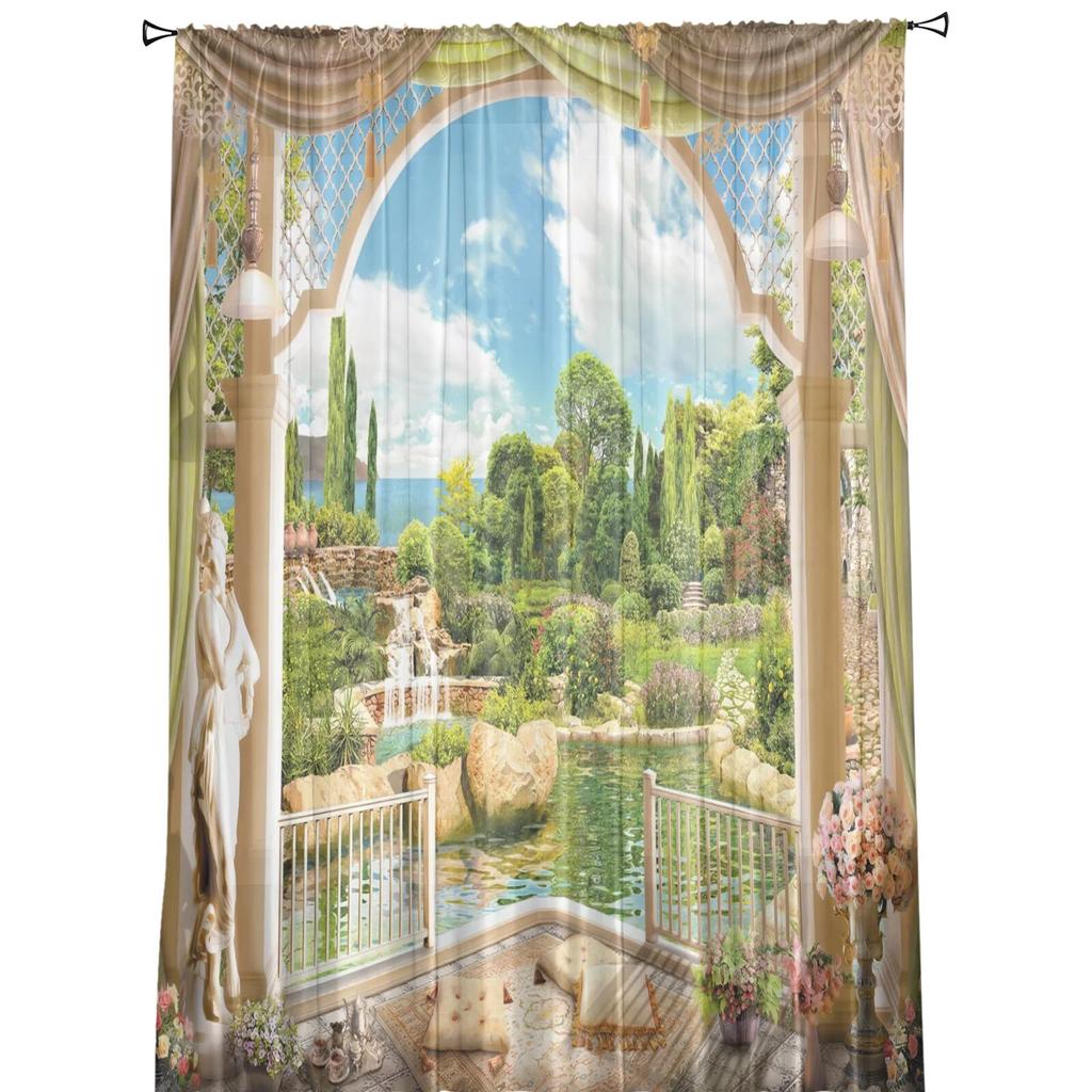 Garten Balkon Blumen Tüll Vorhänge für Wohnzimmer Sheer Vorhang Schlafzimmer Voile dekorative Fenster Behandlungen