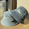 New Spring/Summer Washed Letter Embroidery Pink Fisherman Hat for Women, Sun Protection Hat, Vintage Outdoor Hiking Bucket Hat
