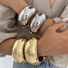 SHIXIN Punk Smooth Metal Big Round Chunky Bangles for Women Exaggerated Geometric Glossy Wide Bracelet Party Wedding Jewelry
