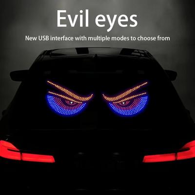 Auto Teufelsauge, Autolichter blinken, Auto Heckscheibendekoration, Dynamischer Bildschirm, Emojis, Leuchtkarten, Eye Lights Teile