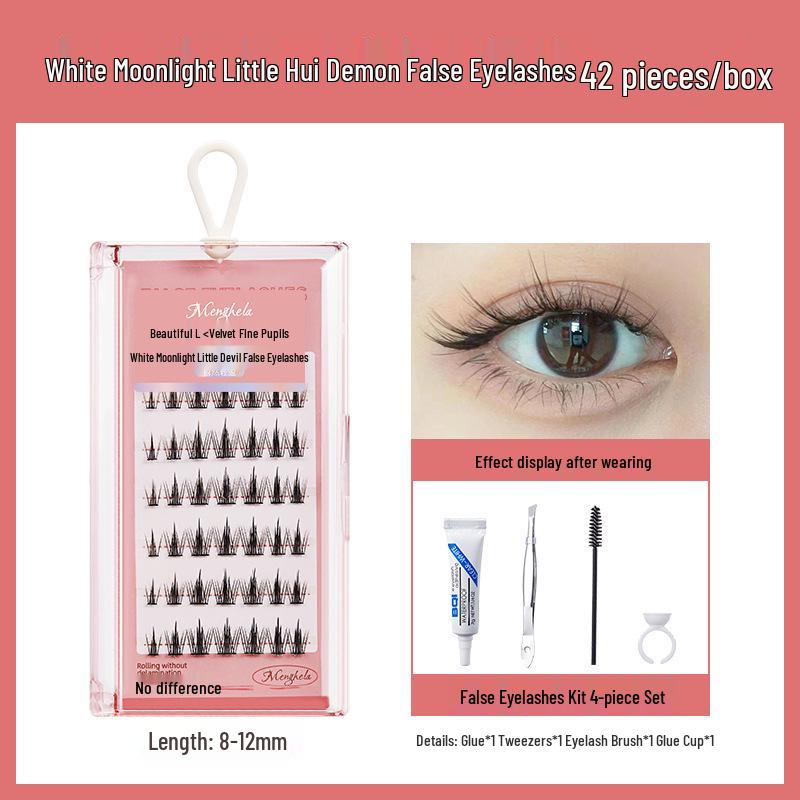 Menghela Big Eye Natural Curled False Lashes - Thin Stem Single Cluster for Lengthening